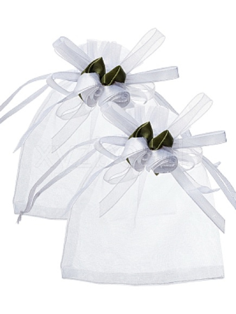 50 PCS White 3D Flower Organza Drawstring Gift Bags